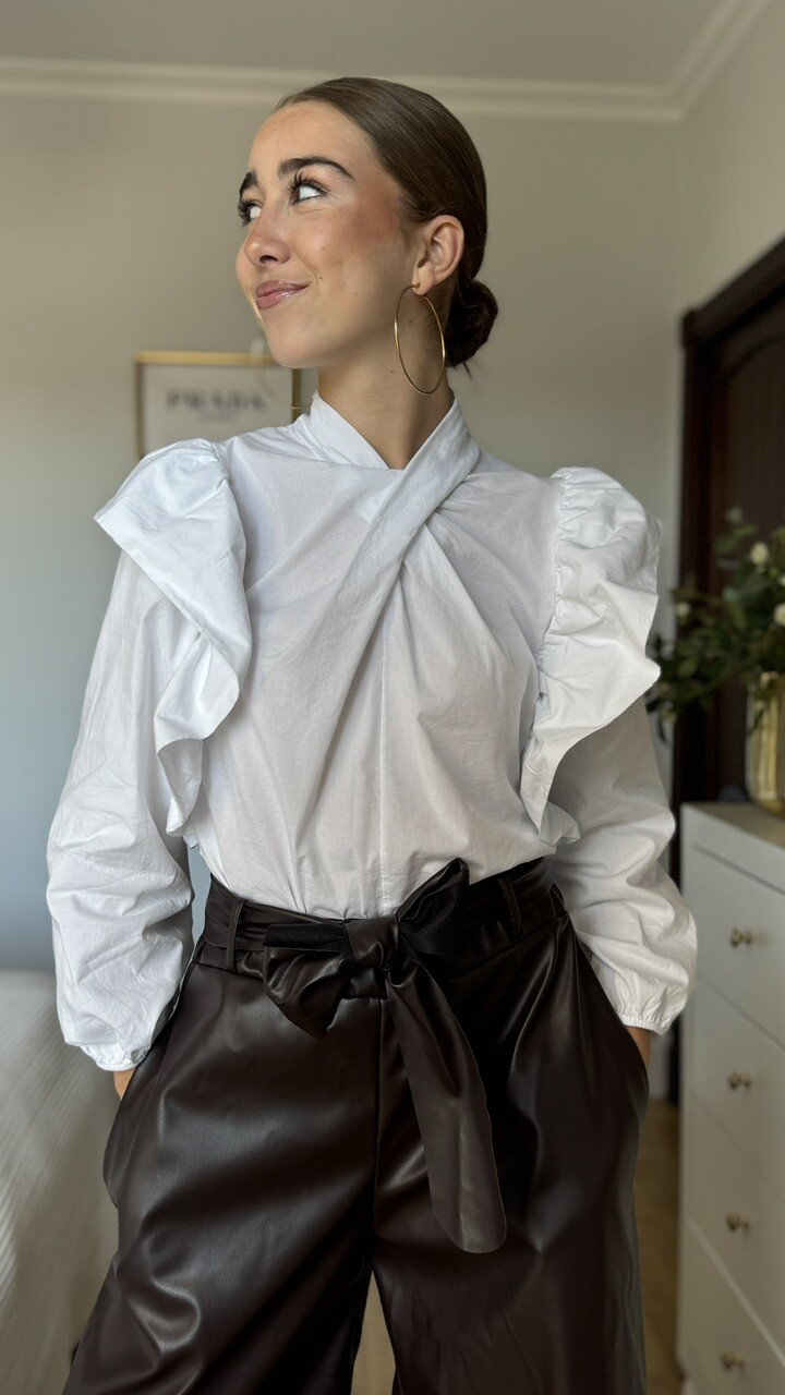 Blusa Cuello Cruzado Blanca - Imagen 4
