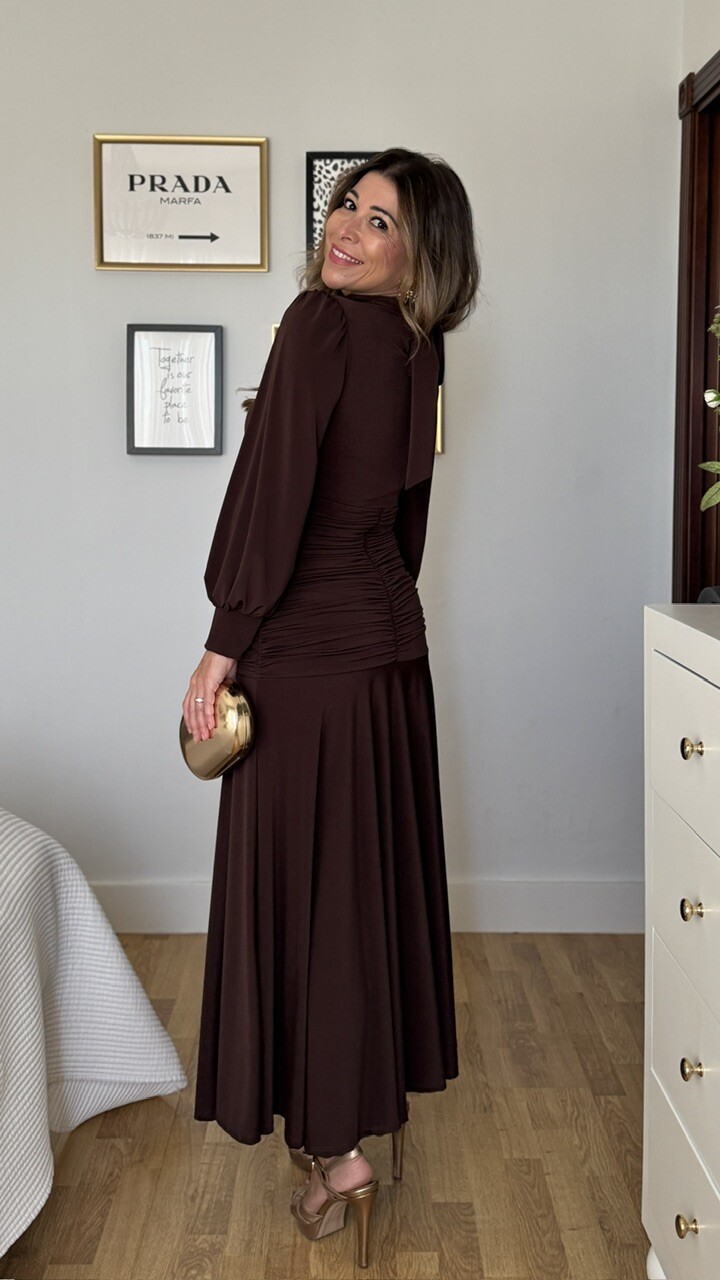 Vestido Invitada Maura Marrón - Imagen 3
