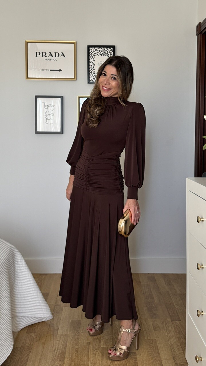 Vestido Invitada Maura Marrón - Imagen 2