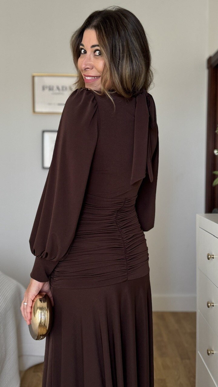 Vestido Invitada Maura Marrón - Imagen 9