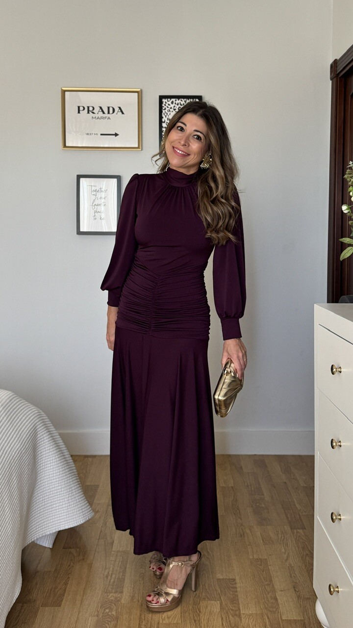 Vestido Invitada Maura Berenjena - Imagen 3