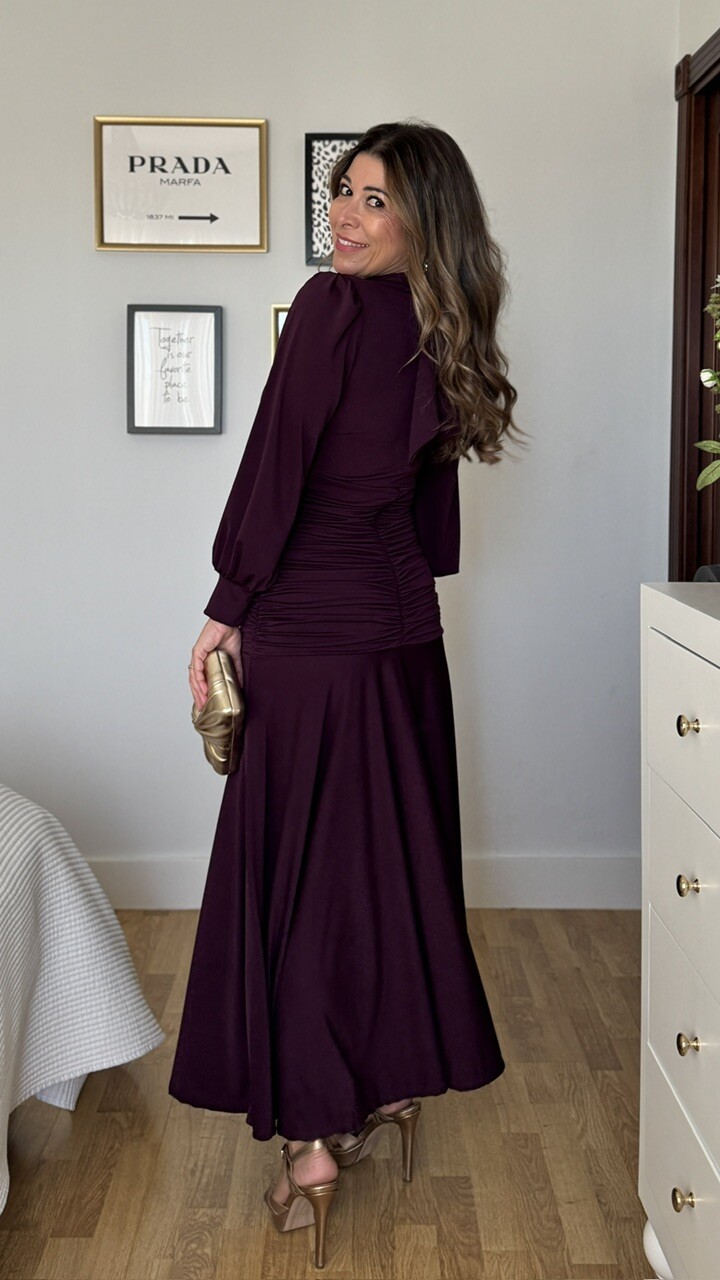 Vestido Invitada Maura Berenjena - Imagen 5