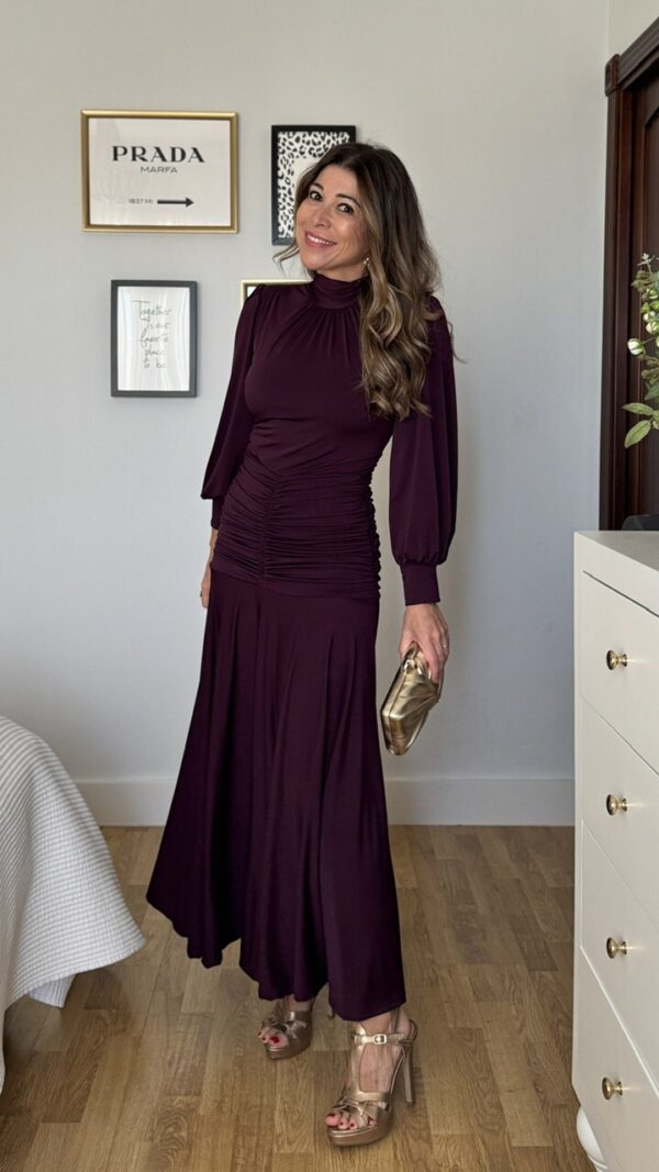 Vestido Invitada Maura Berenjena