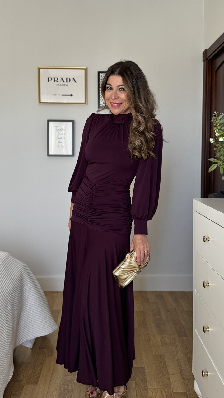 Vestido Invitada Maura Berenjena - Imagen 7