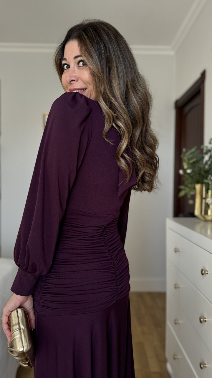 Vestido Invitada Maura Berenjena - Imagen 8