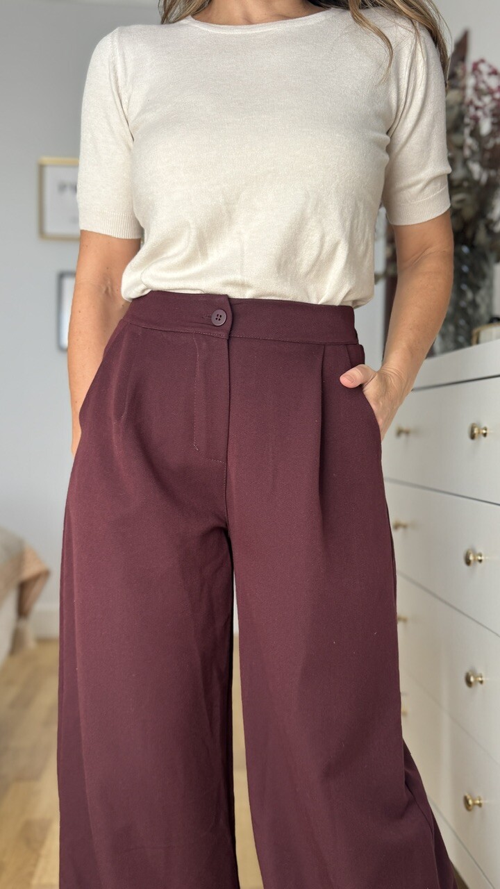 Pantalón Bombacho Pinzas Berenjena - Imagen 3