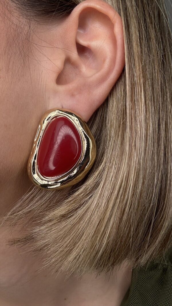 Pendientes Vintage Dorados Rojo